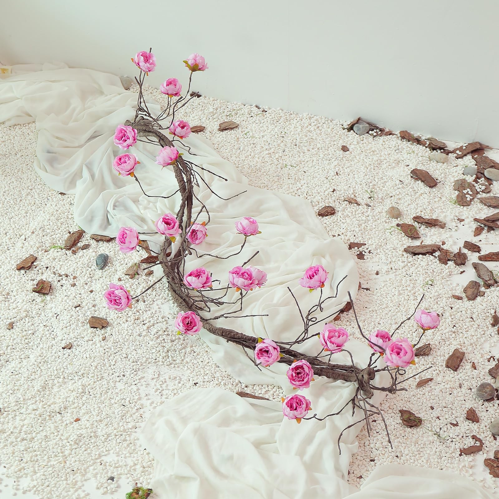 Artificial Tree Vine 118in Brown Peony Garland