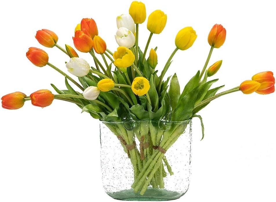 Durable Realistic Artificial Tulips – 15pc Yellow Bouquet for Year-Round Beauty