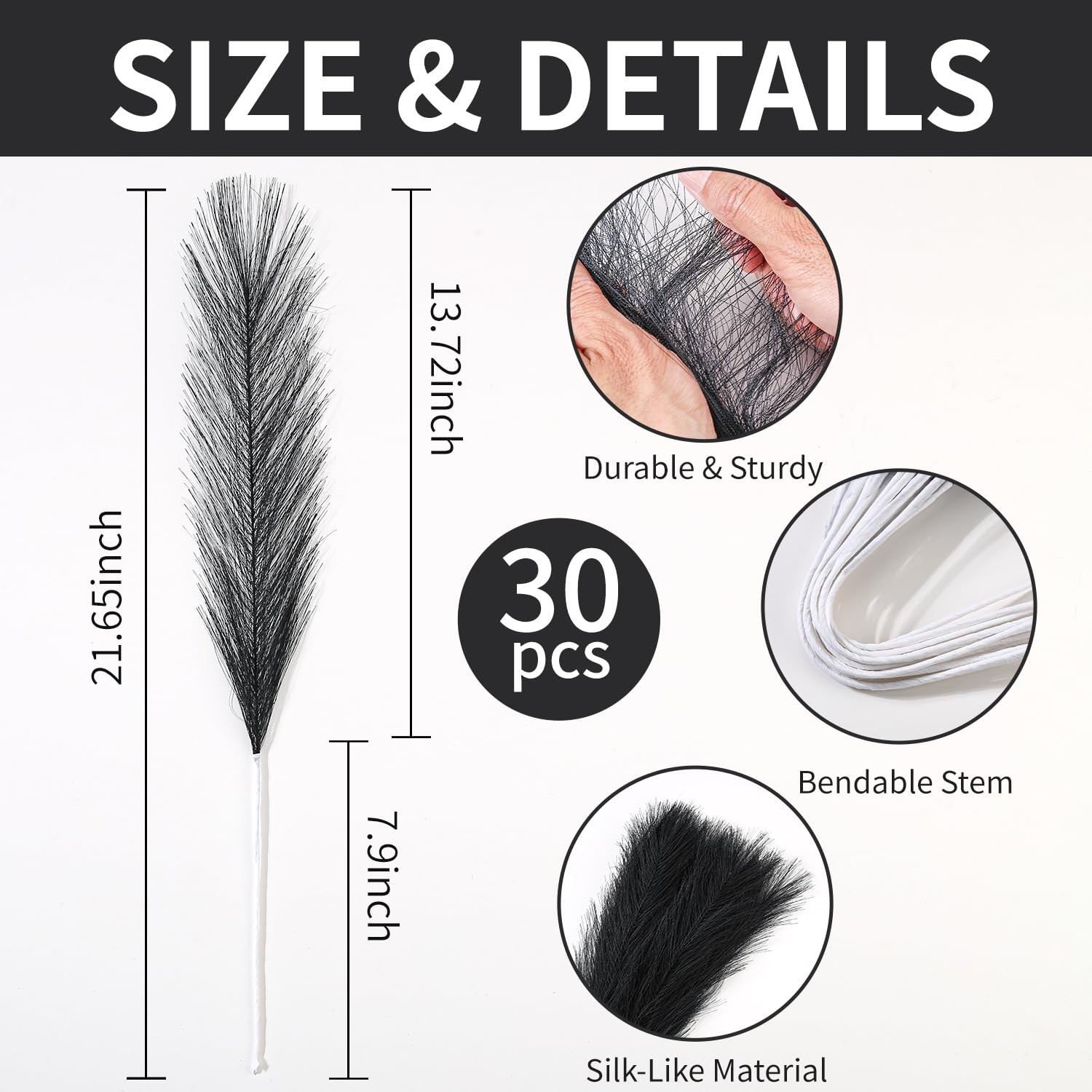 30Pcs Pampas Grass Decor, 21.6″ Soft Fluffy Faux White Pampas Grass No Sheddi…