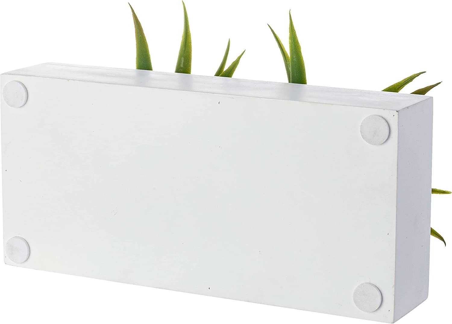 10 Inch Artificial Green Grass Plants in White Wood Decorative Planter Pot