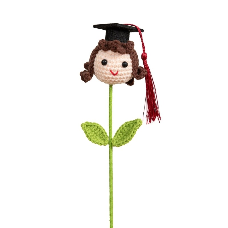 Artificial Flower Hand Crochet Graduation Hat Boy/Girl/Dog Decoration for Event