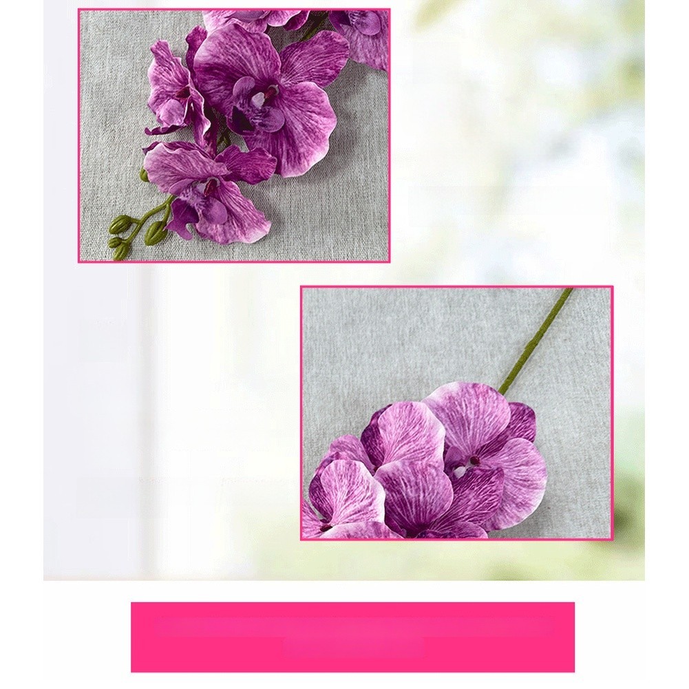 Silk Matte Phalaenopsis 9 Head Artificial Flowers for Foyer Table Decor