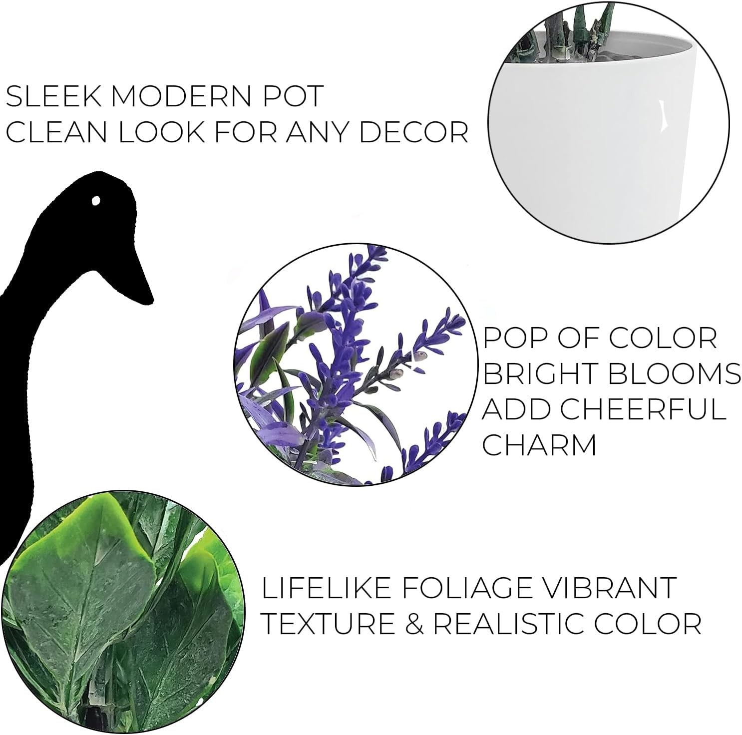 Artificial Potted Plants for Home Decor, 5.5″ Faux Greenery in White Pots