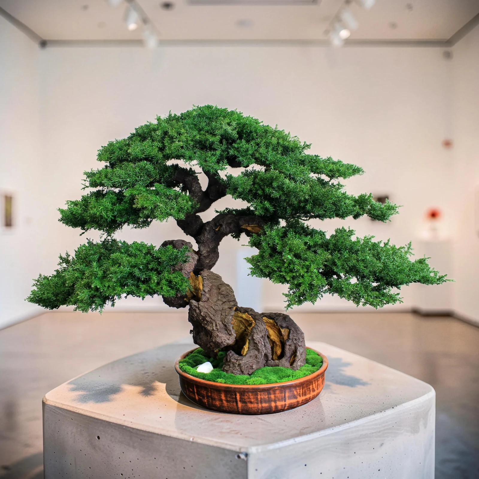 Artistic Preserved Bonsai Tree – Handmade Juniper Decor Sculpture. 49 cm / 19.3″