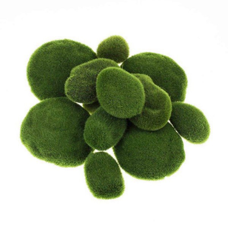 40 Pieces 2 Sizes Rocks Decorative Faux Green Moss Covered1439