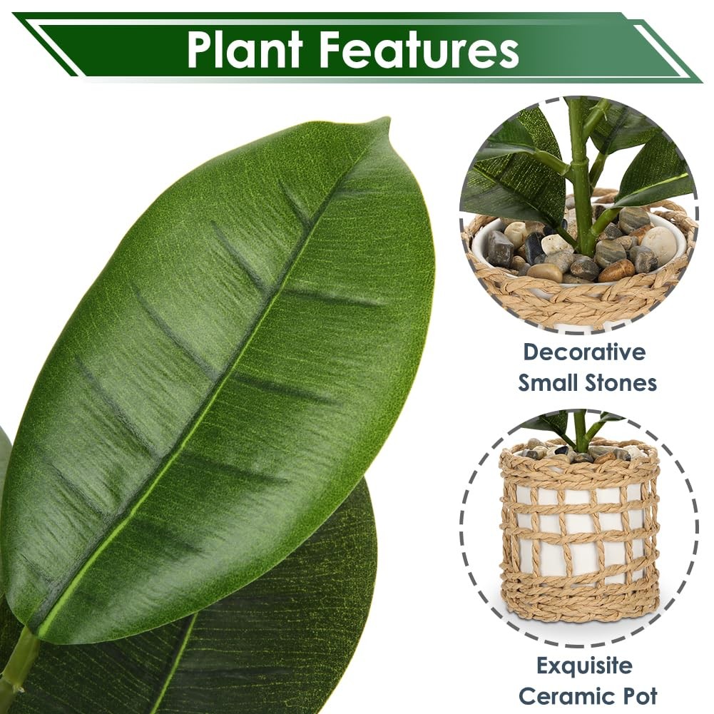 Fake Plants Potted Plant Artificial Realistic Houseplant in White Ceramic Vas…