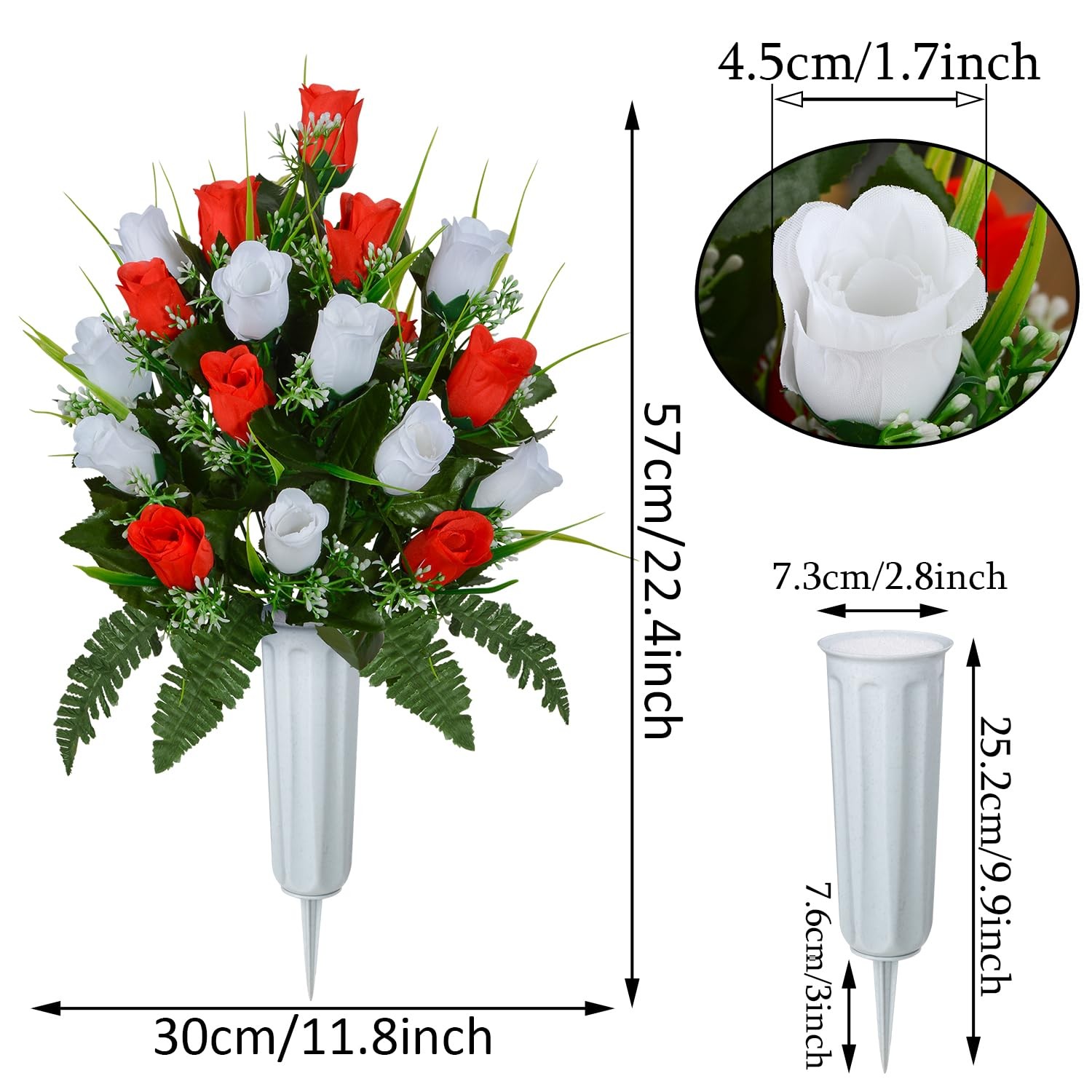 Artificial Cemetery Flowers, Grave Decorations Roses, Memorial Flowers Bouque…