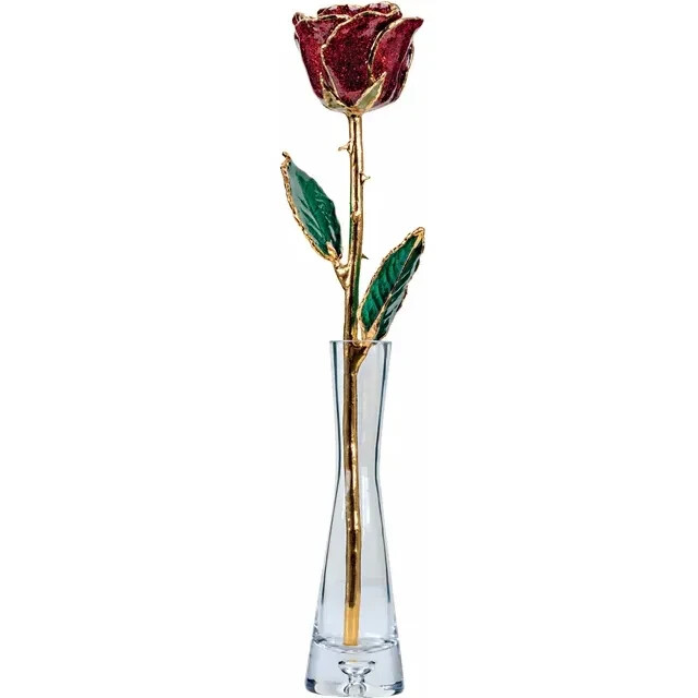 Genuine 24K Gold Red Rose