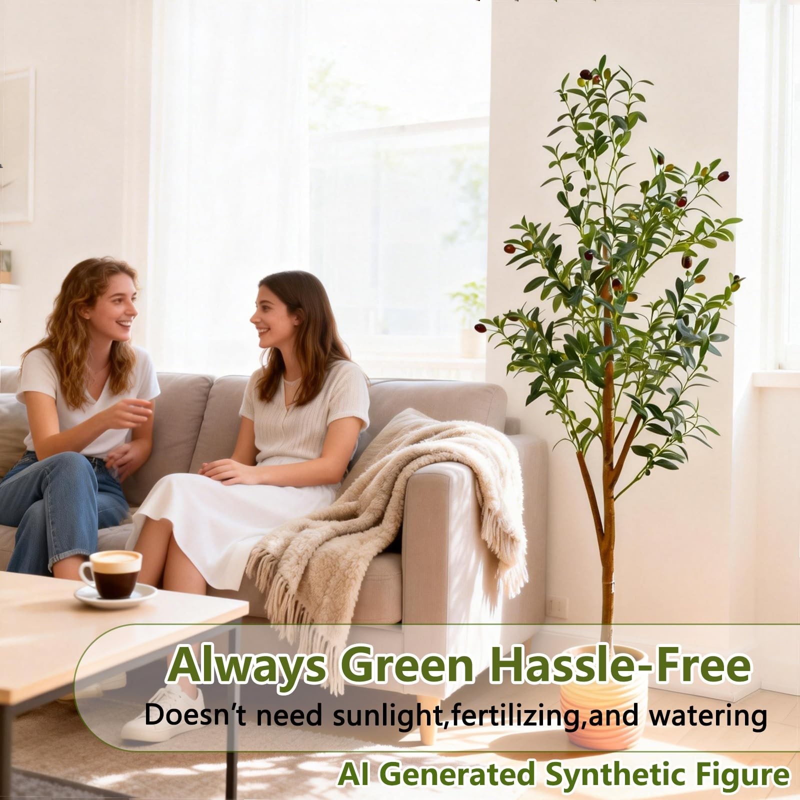 4FT Faux Olive Tree with Pot & Basket – Realistic Silk Leaves & Fruits for Home