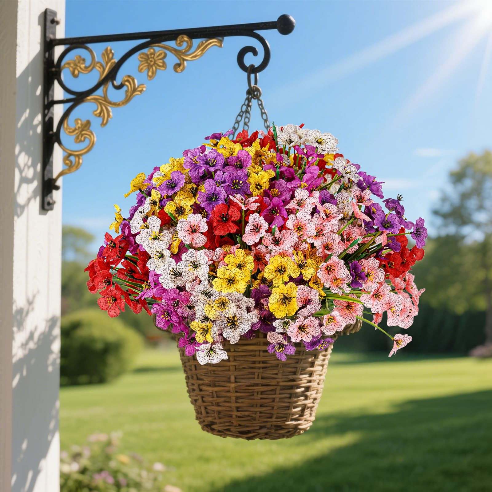 24 Bundles Artificial Flowers for Outdoor Indoor Garden Home Decoration, Plas…