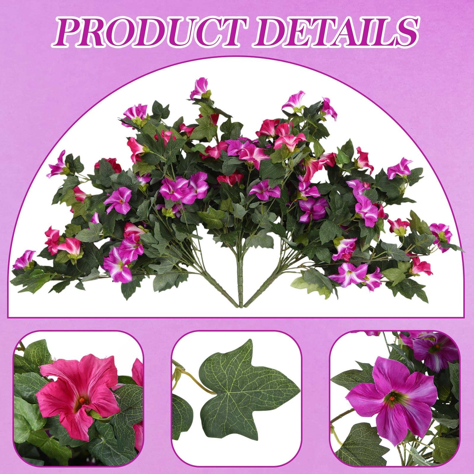 4 Pack Rose Red Artificial Morning Glory Artificial Fake Flowers Plants Rose …
