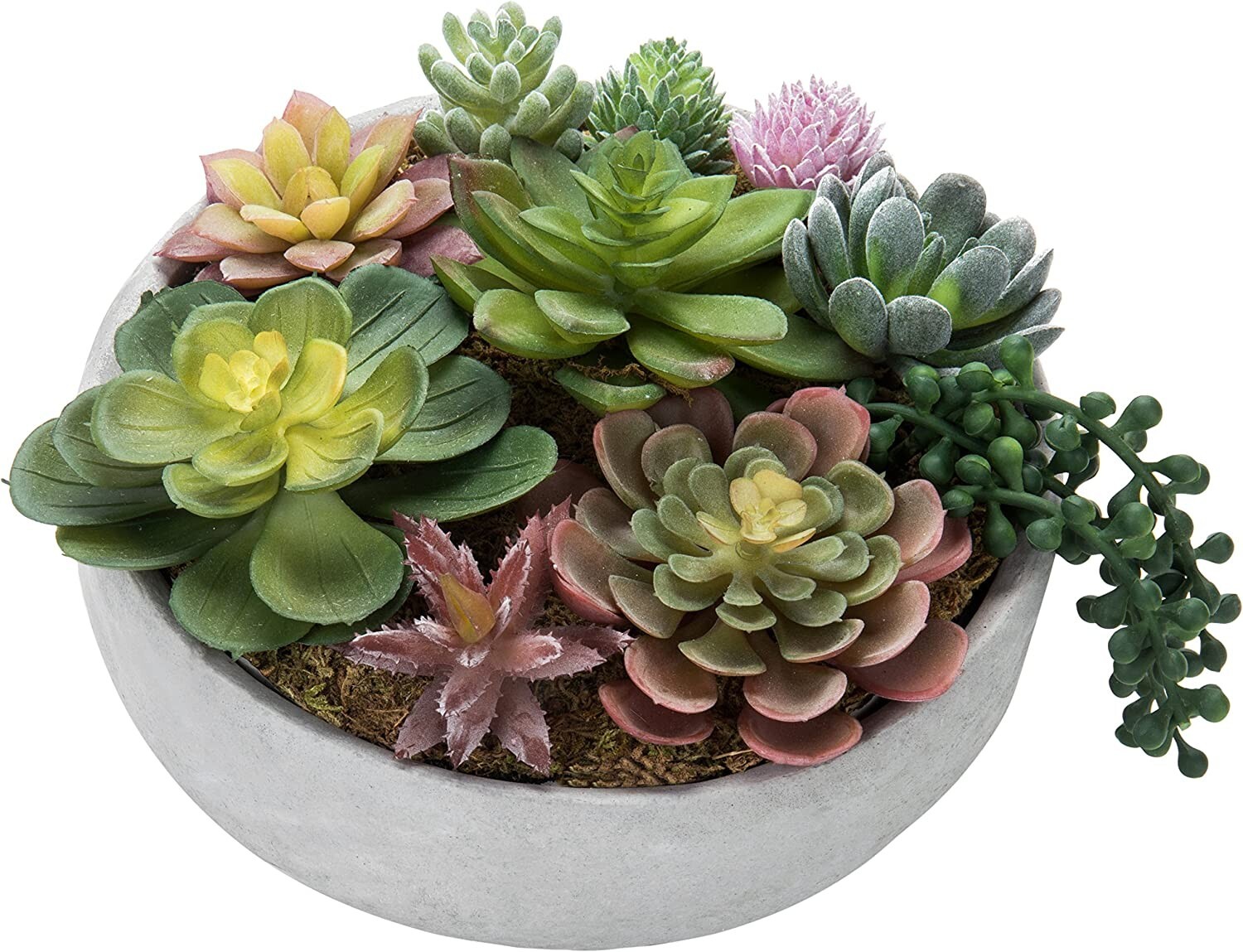 MyGift 8-Inch Artificial Succulent Plant Arrangement in Concrete Pot