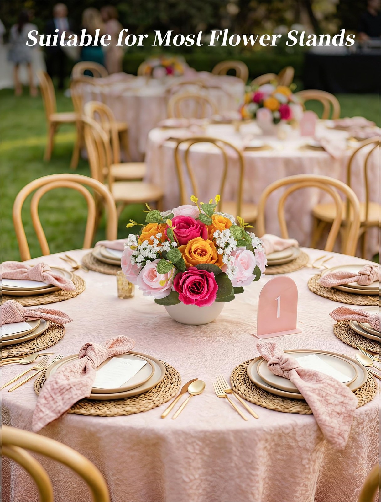 2 PCS Pink Orange Fake Flower Centerpieces Artificial Rose Balls Wedding Decor