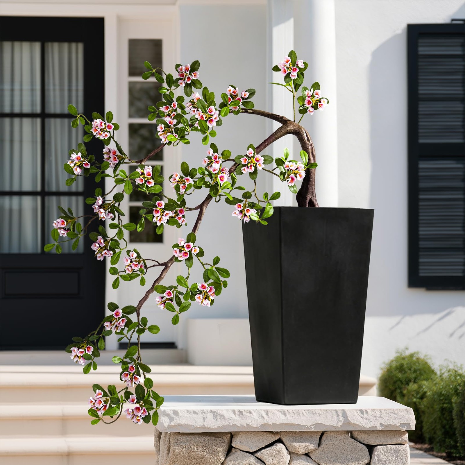 Artificial Topiary Trees for Outdoor Front Porch Door Front Porch Plants(Pink)