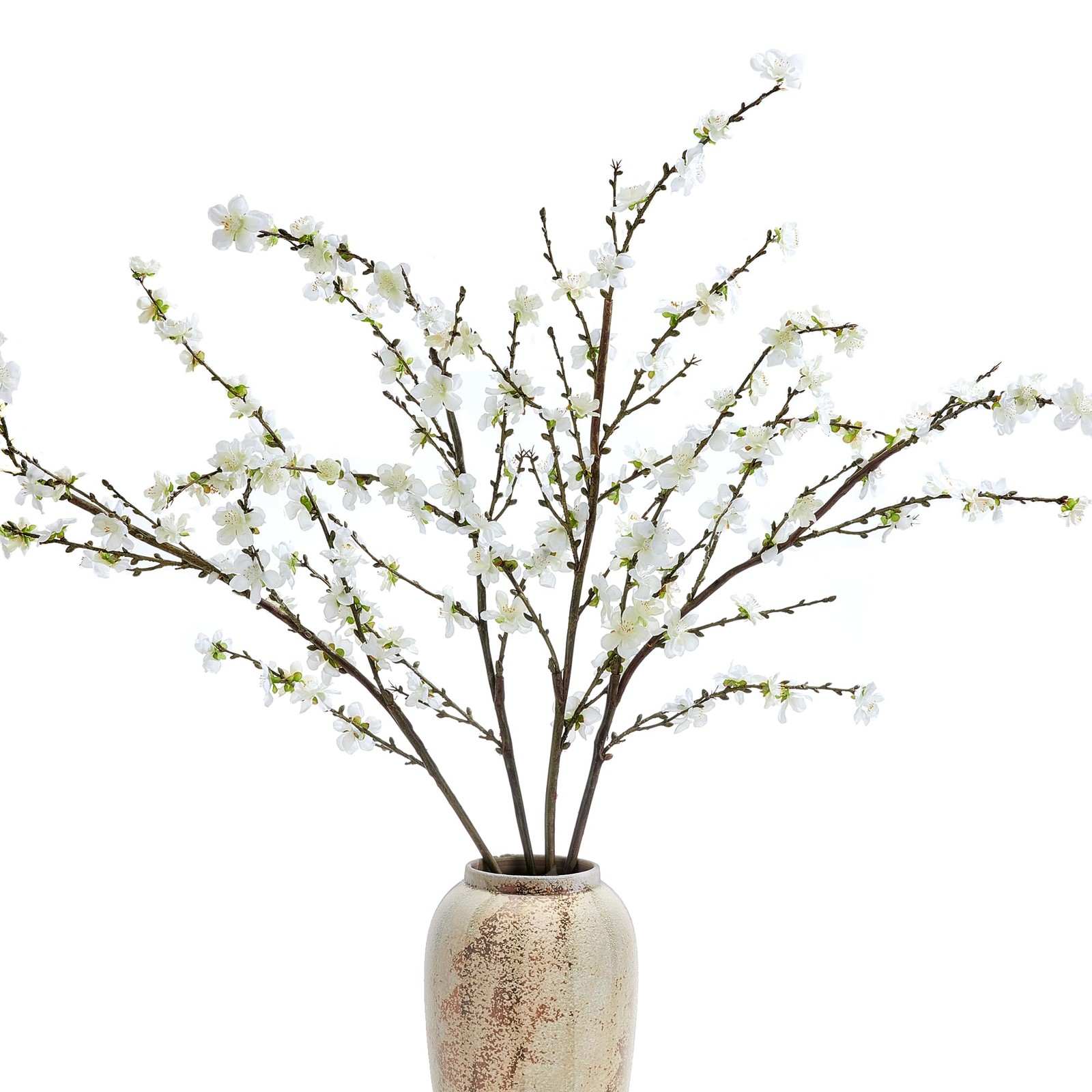 4 PCS 43″ White Realistic Silk Artificial Cherry Blossom Branches Faux Flowers