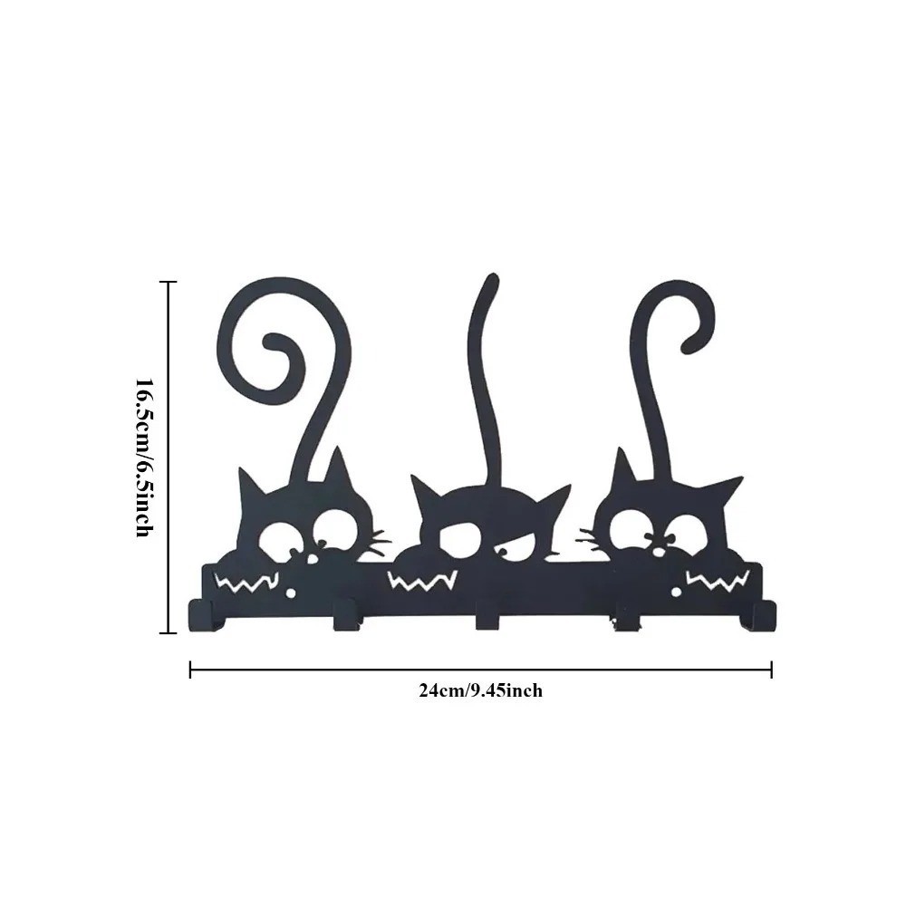 Vintage Black Wall Mounted Metal Coat Rack Hooks for Hats Keys Organization