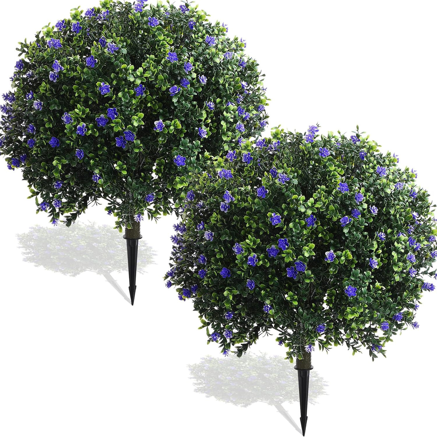 Yunlly Set of 2 Artificial Boxwood Topiary Ball Tree Fake Bushes Shrubs Outdoor