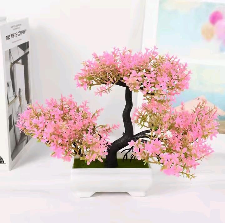 Artificial Plant Bonsai Small Tree Pot Fake Plant Flowers Potted Ornaments Decor