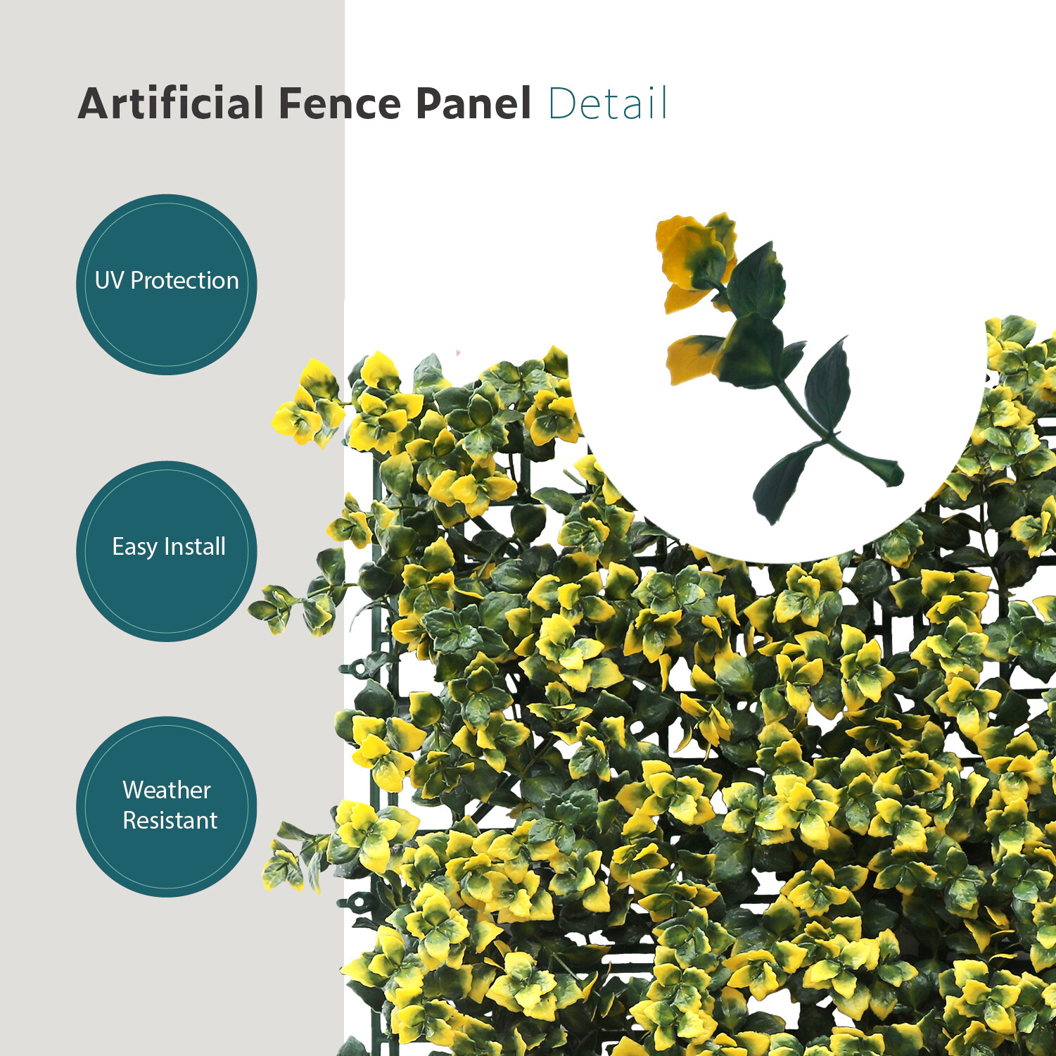 Artificial Yellow Reineckea Carnea Mat Faux Fence Panel Wall Decor Grass Hedge