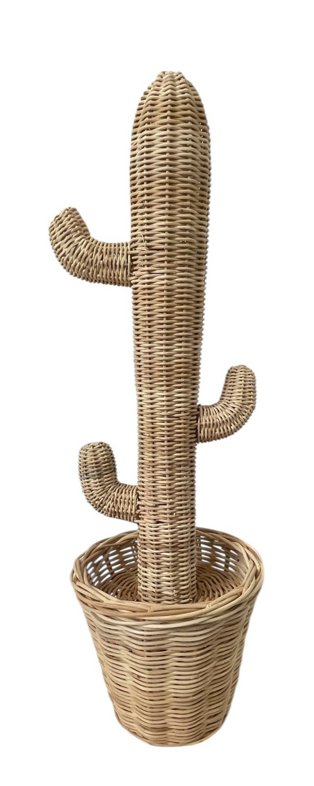 28” Boho Wicker Cactus In Wicker Pot.
