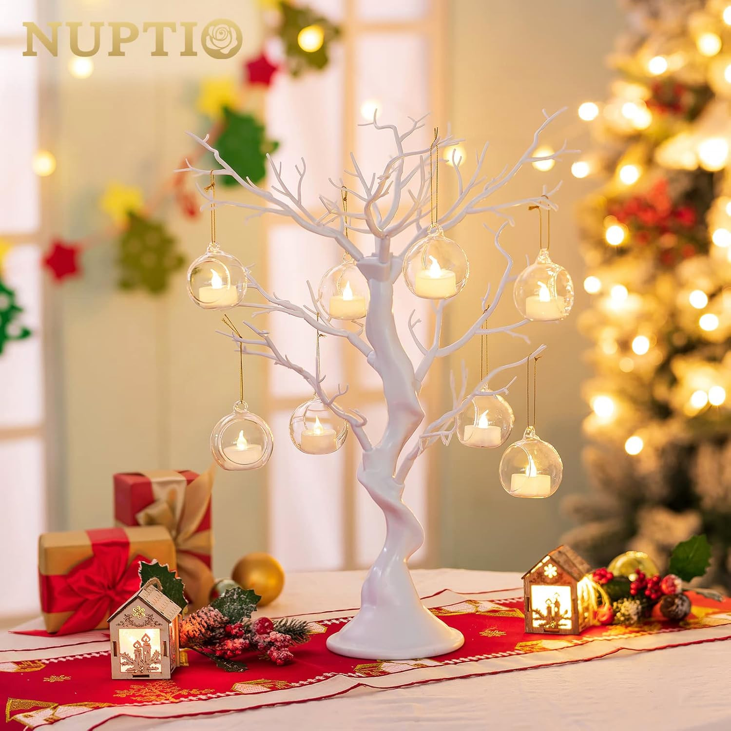 Nuptio Artificial Trees Decorative Trees: 2 Pcs White 22.8in H – 2 Pcs,