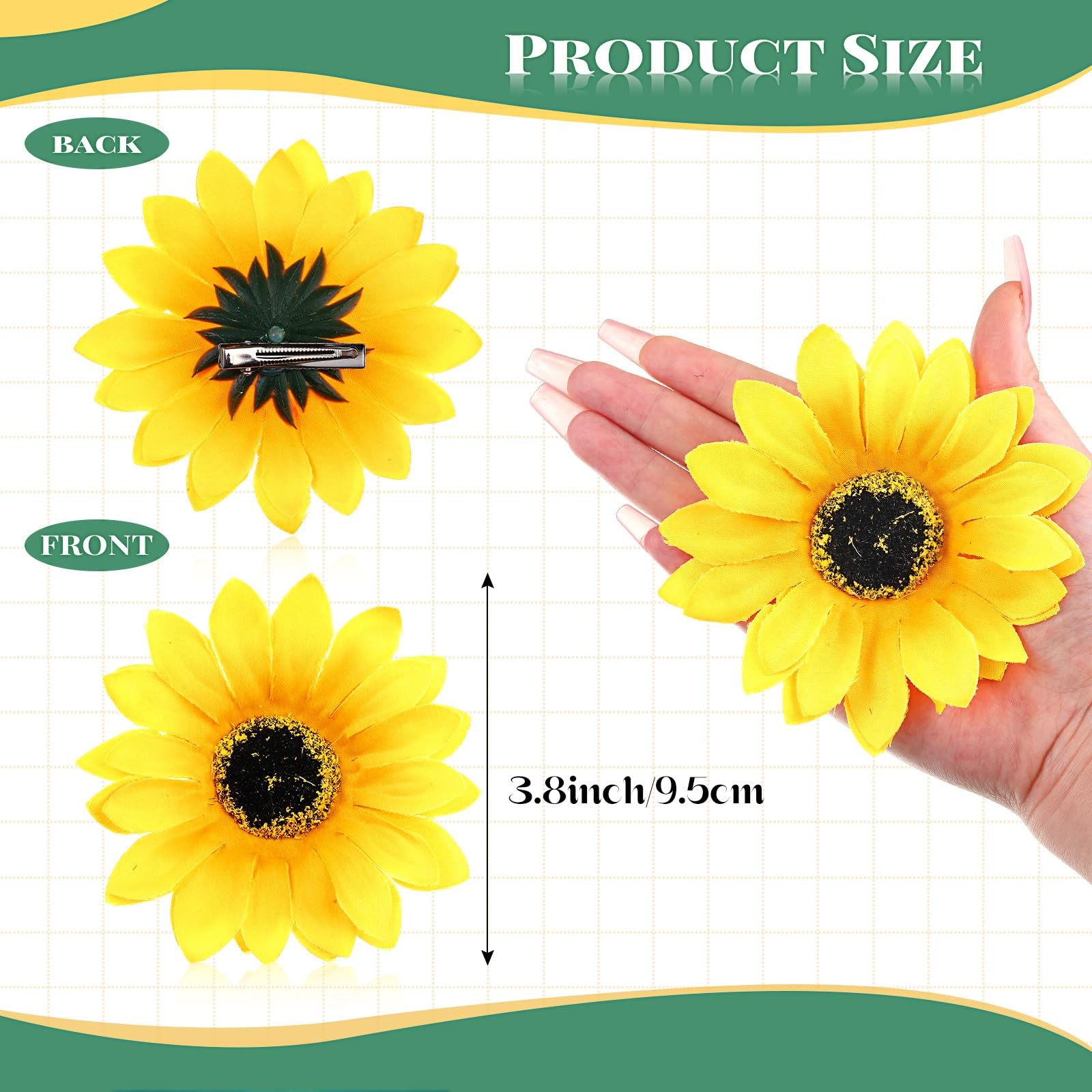 Clip on Fake Sunflowers, Artificial Sunflower Heads with Clips, Faux Silk Sun…