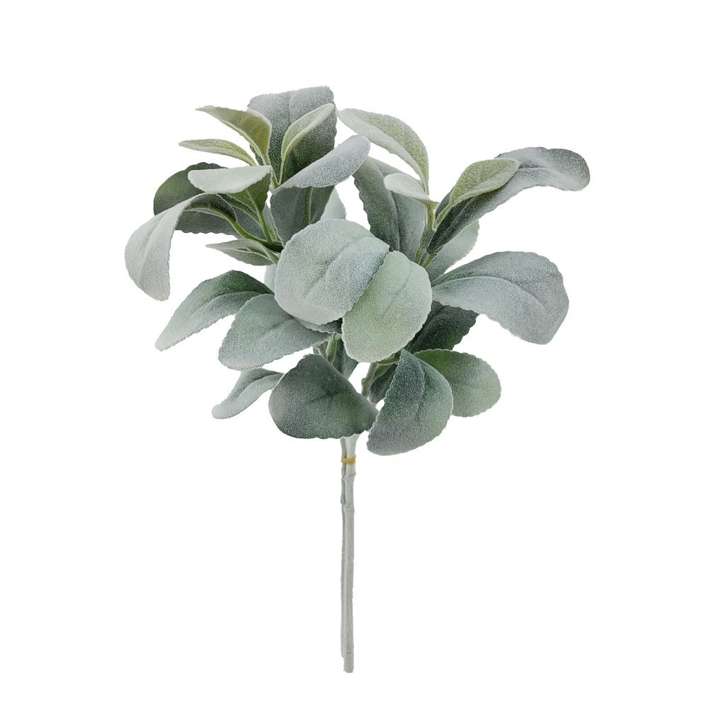 13” Indoor Decorative Artificial Foliage Pick, 13” Lamb’s Ear Plant, Green