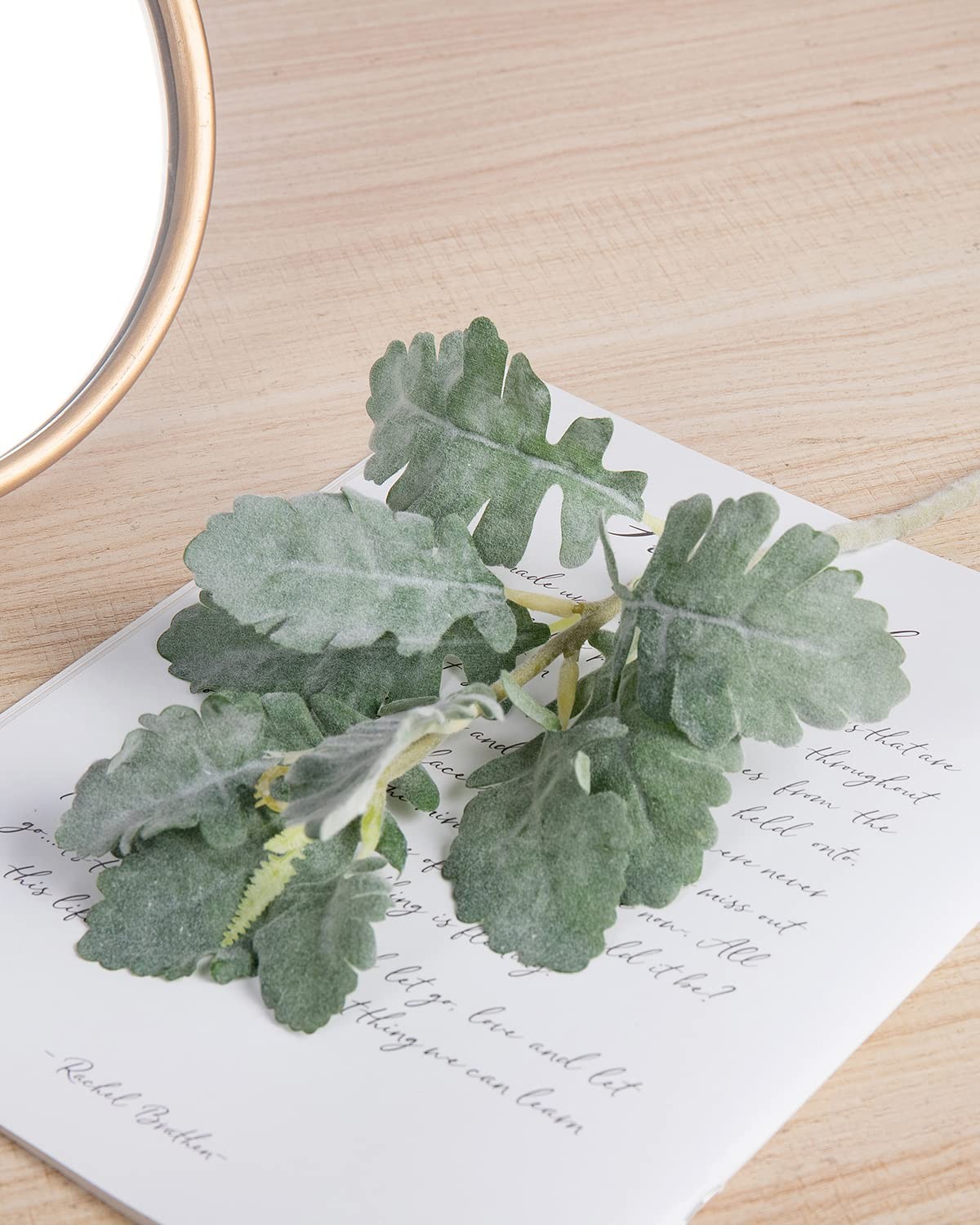 Faux Lambs Ear Stems Miller Fake Flocked Artificial Greenery for Home Wedding…