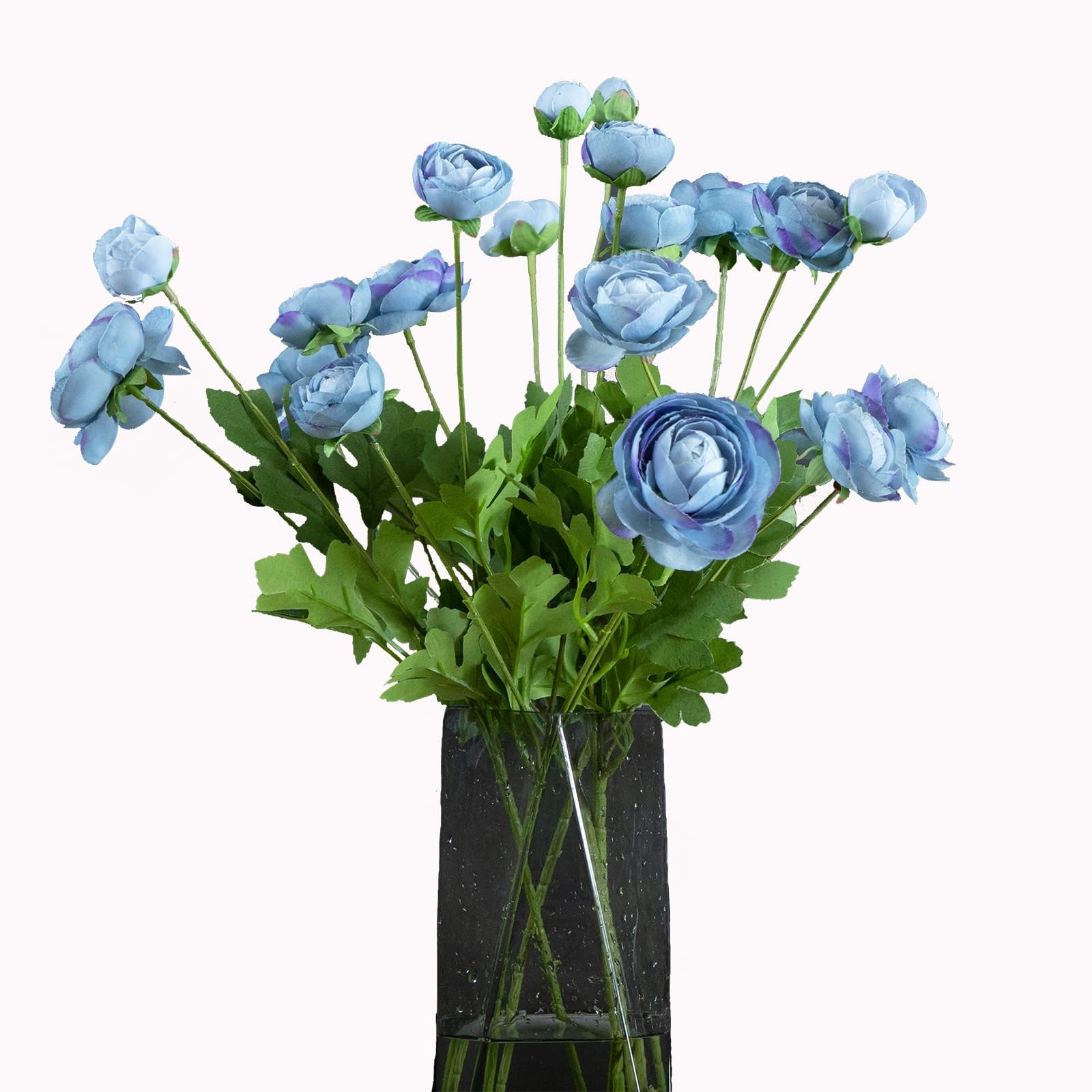 5 PCS Artificial Silk Flowers Ranunculus Fake Floral Blue Wedding Arrangement