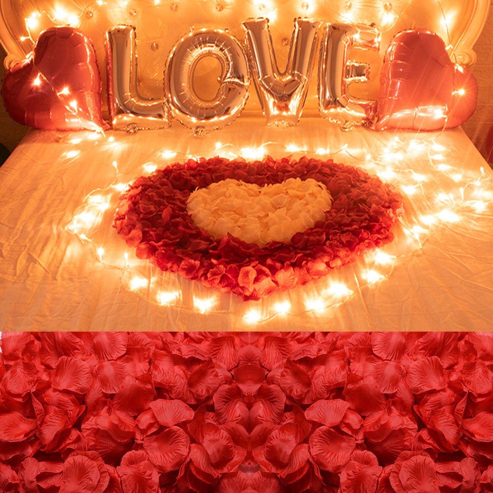 3000PCS Fake Rose Petals for Romantic Night Romantic Festive Atmosphere Creat…