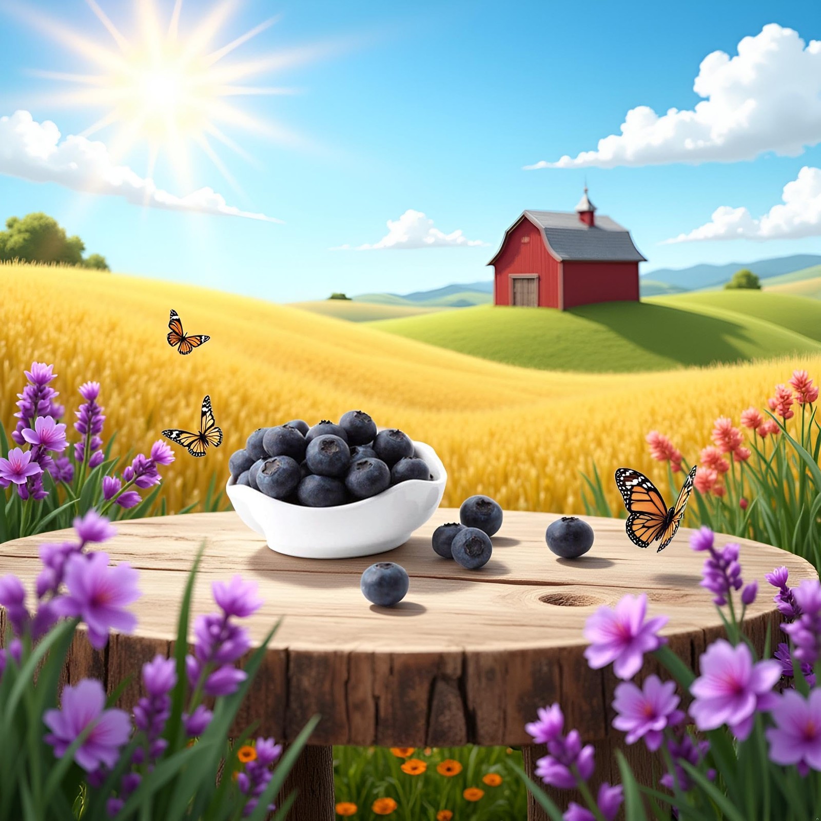 20 Pcs Artificial Blueberries Realistic Fake Blue Berry Plants Fruit Flowers