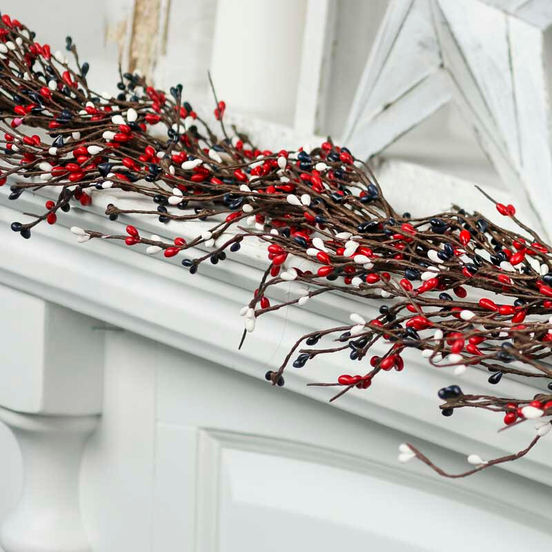 54″ Long Americana Red, White, and Blue Pip Berry Garland