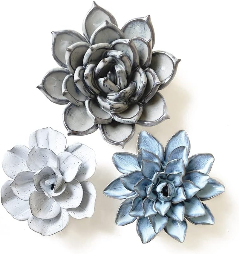 Charming Coral Artificial Plant Set of 3 – Decorative Ceramic Flowers