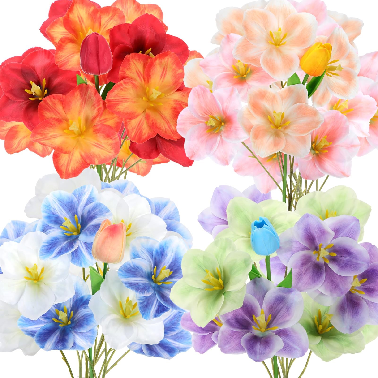 12 Bundles Artificial Flowers Fake Tulips for Outdoor, UV Resistant & Fade Pr…