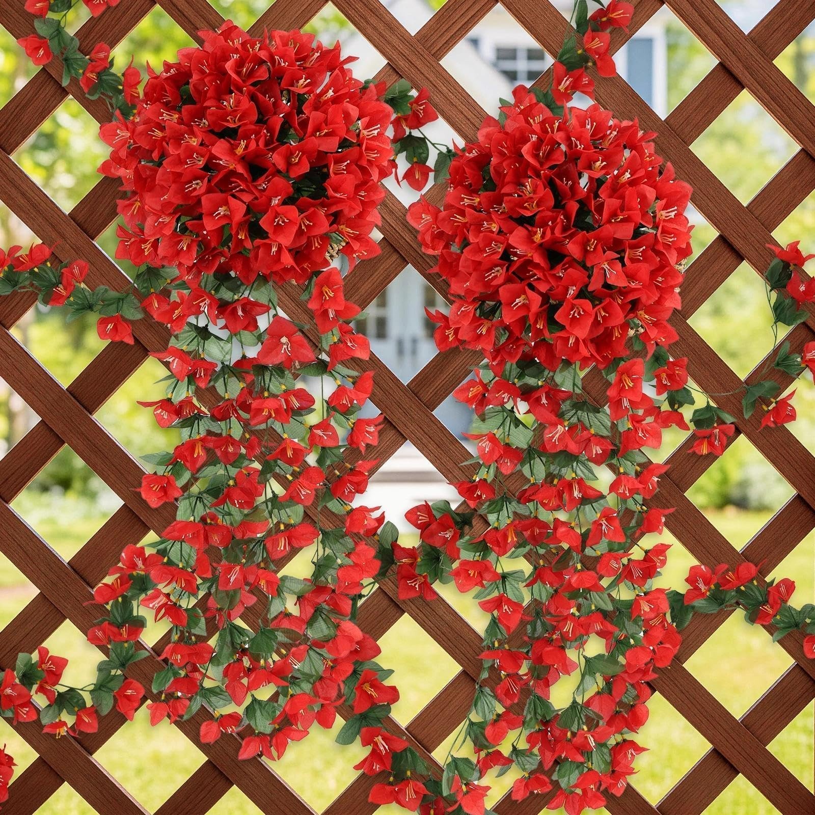 Artificial Bougainvillea for Outdoors Faux Plants UV Resistant Flowers Fake Plas