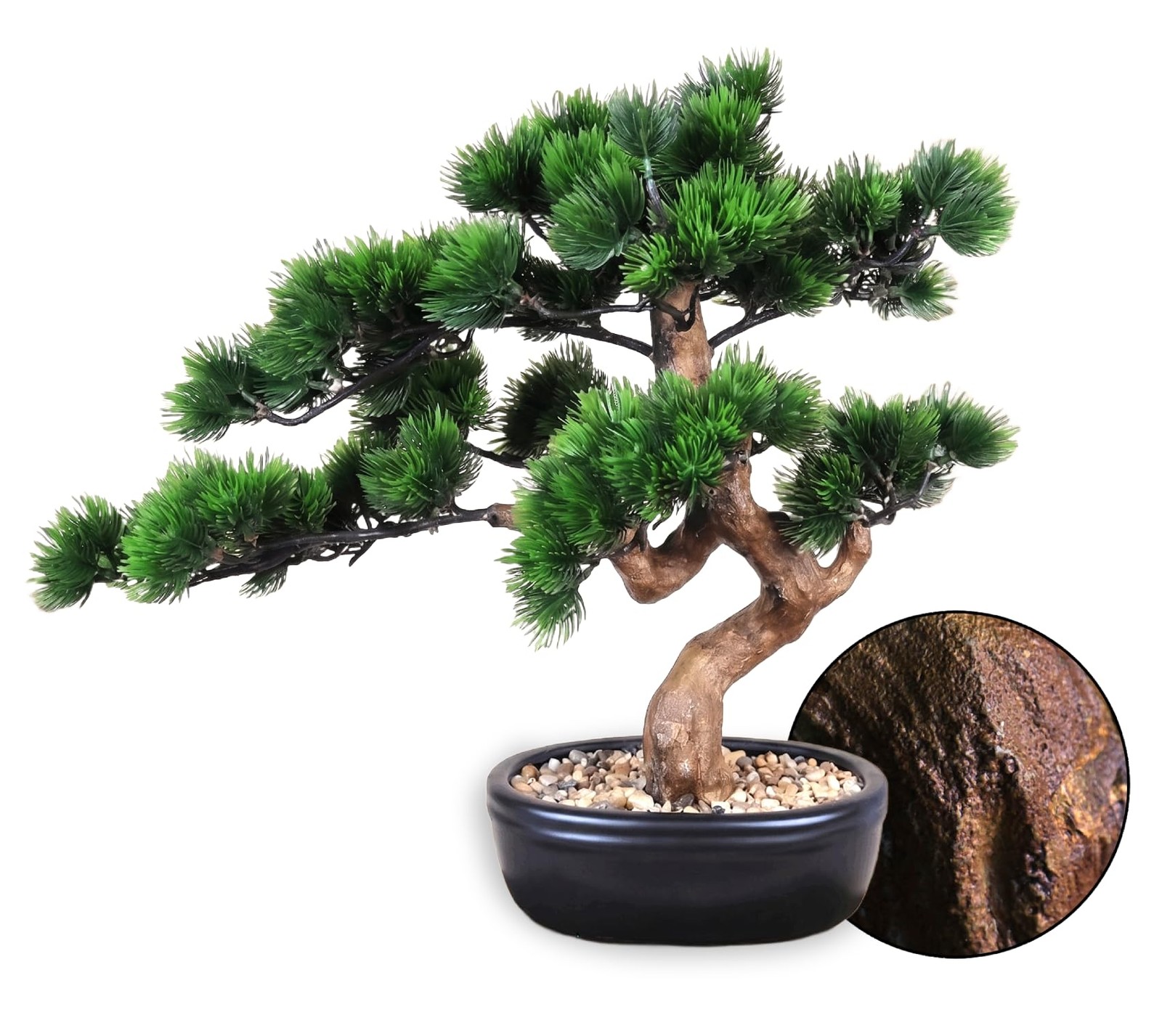 Artificial Bonsai Tree 16″ Tall with Realistic Wood and Ceramic Pot, Fake Pla…