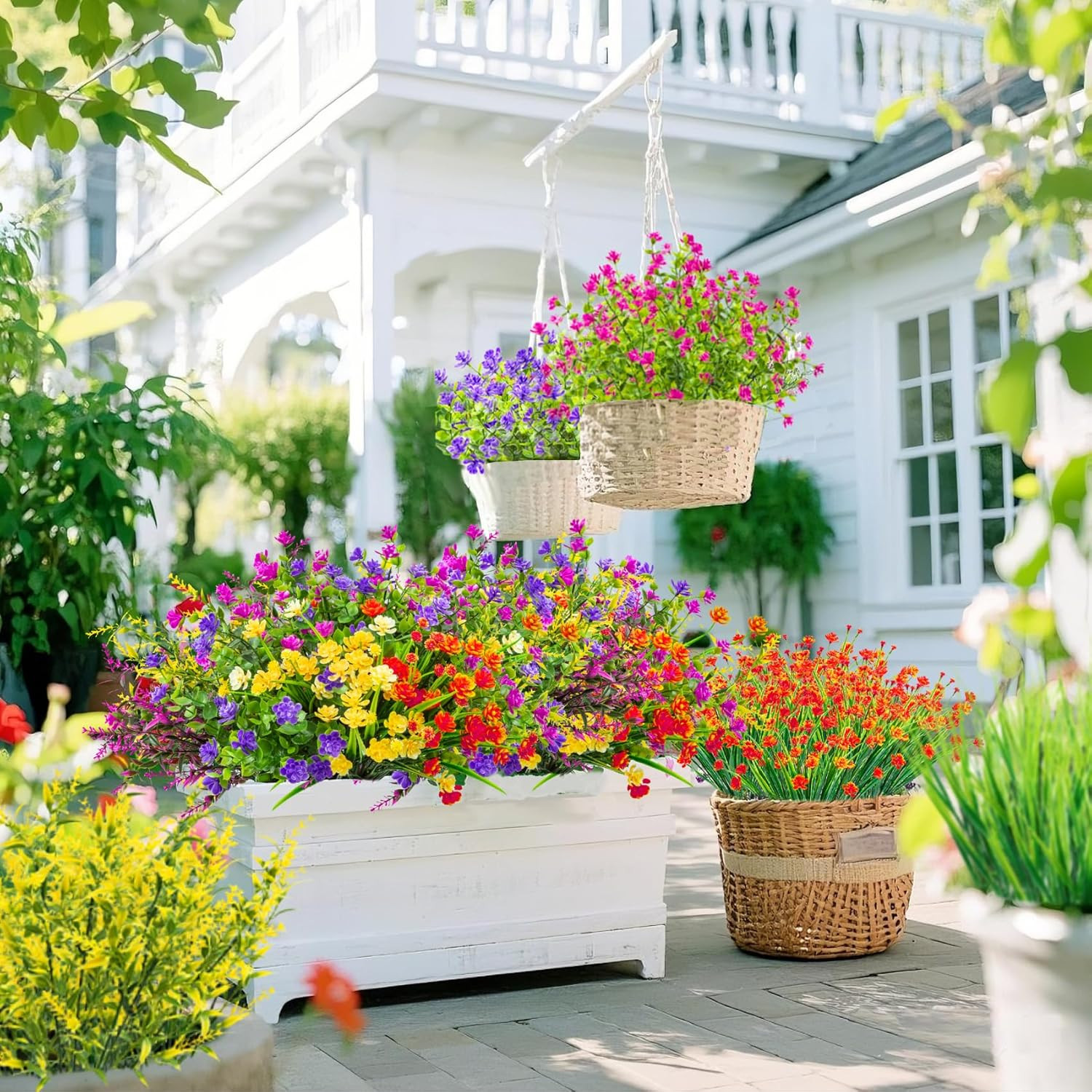 16 Pcs Artificial Flowers for Outdoors Decorations, Mixed Color | fake plastic p
