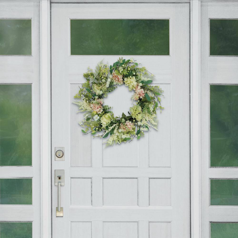 24 In. Artificial Hydrangea and Dogwood Floral Spring Wreath