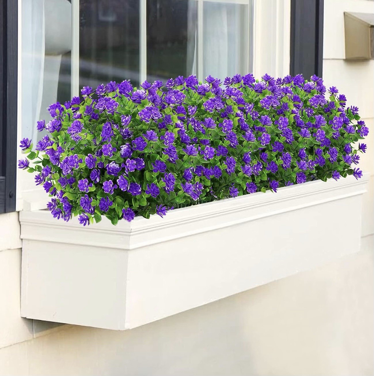 Lot of 18 Artificial Purple Mini Flower Bushes Greenery Stems Fake Plants Decor