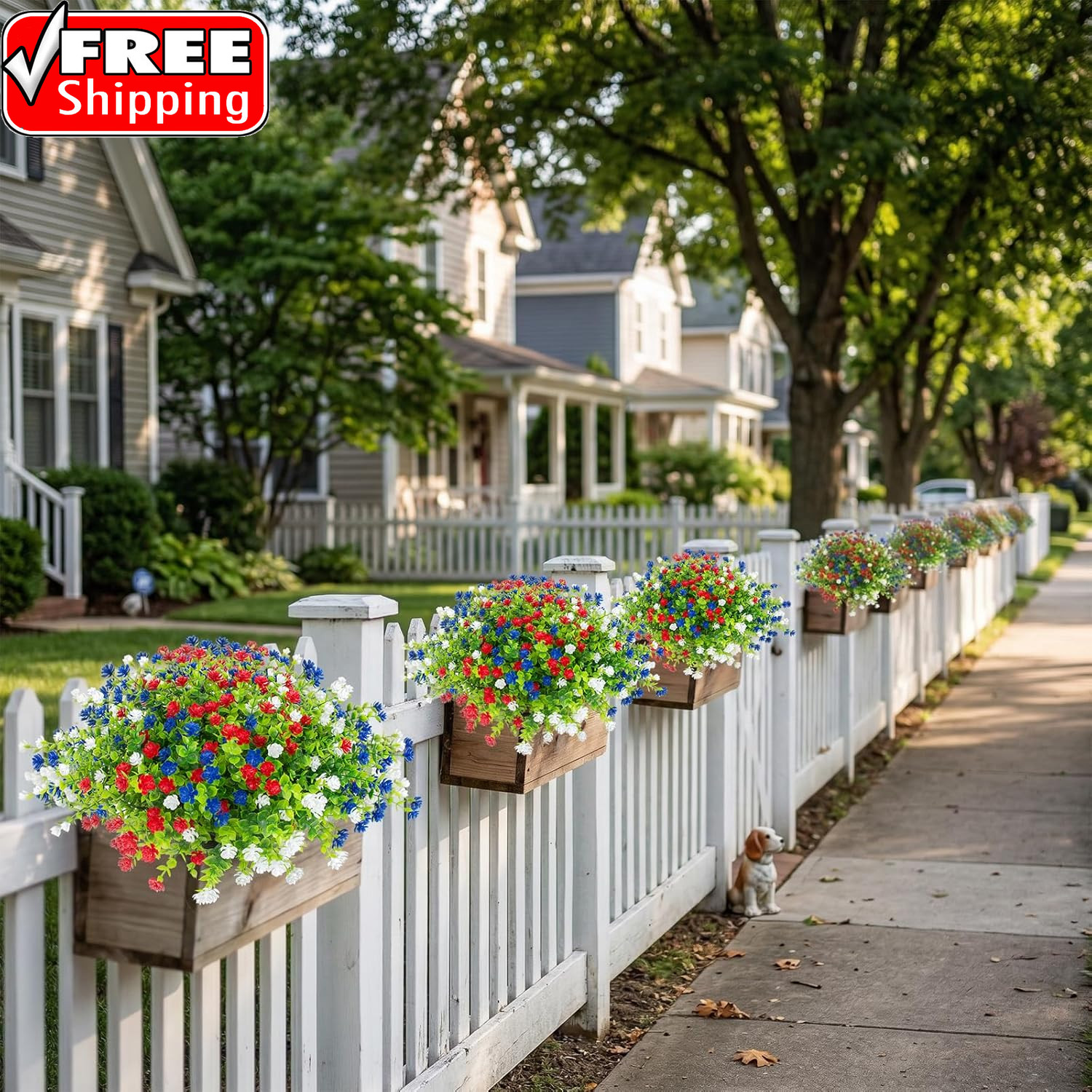 12 Pcs Artificial Flowers Outdoor, Faux Artificial Plants UV Resistant Plastic P