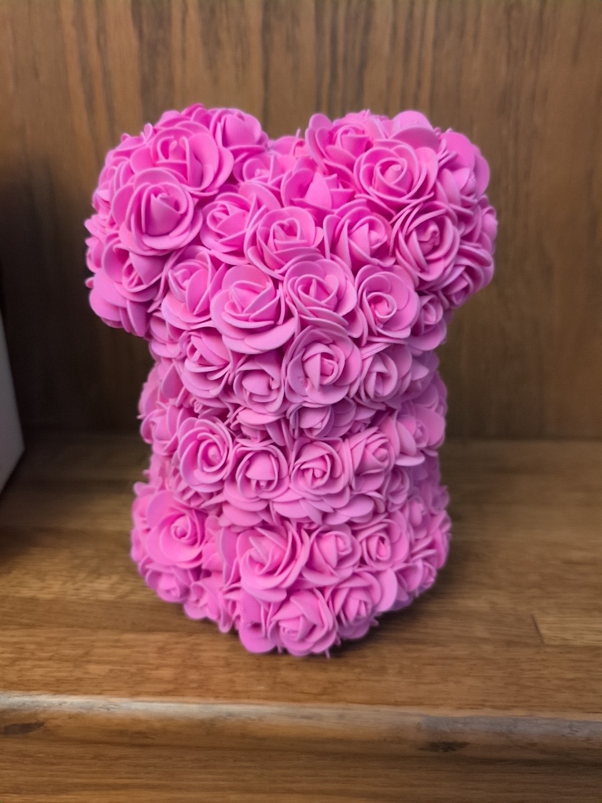 Always and Forever Pink Flower Bear With Box Artificial Rose Flowers