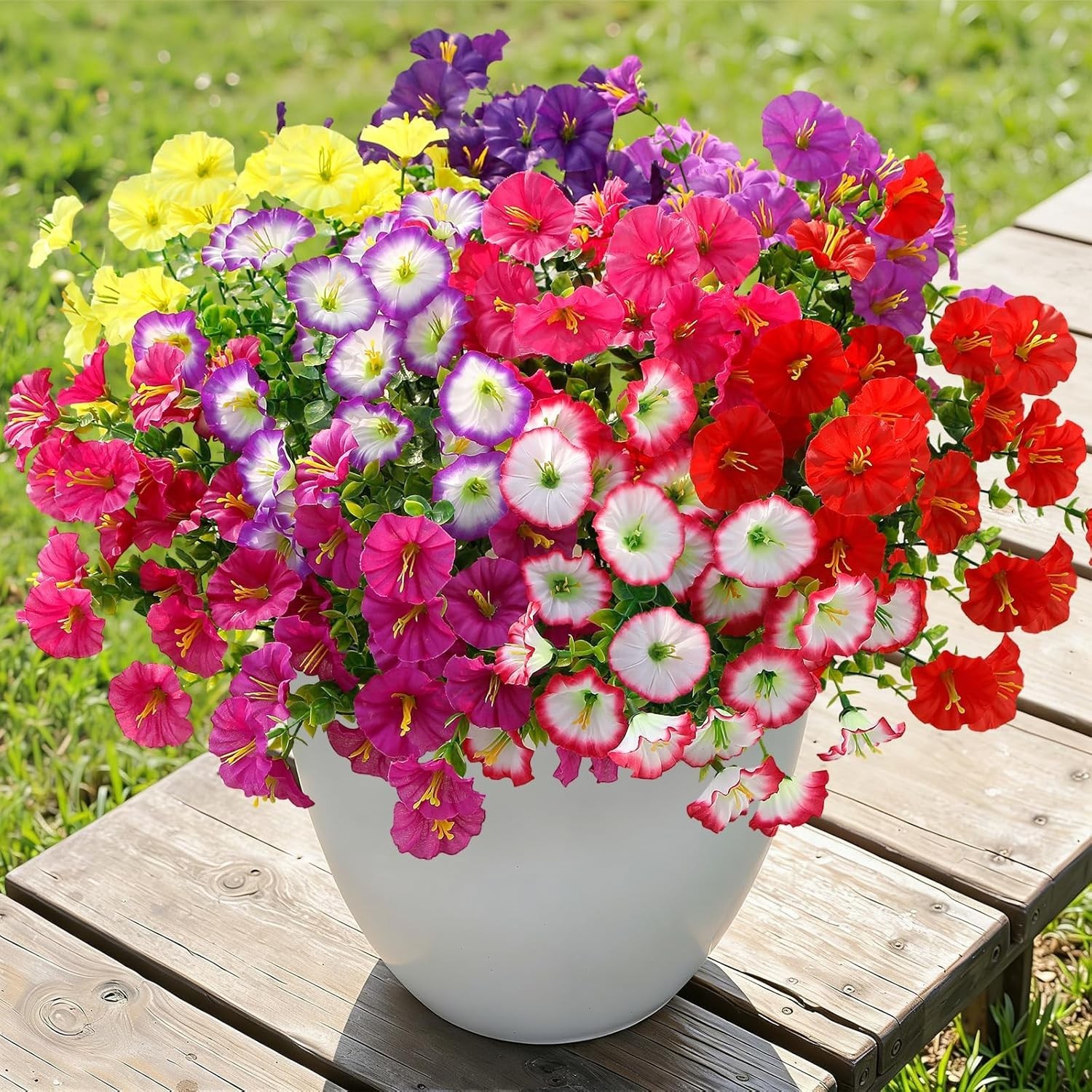 24 Bundles Artificial Flowers for Outdoors, Faux Spring Flowers for Decoratio…
