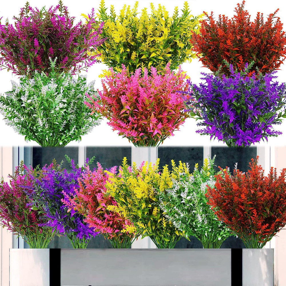 Artificial Flowers Plastic Lavender Bundle Faux Plants for Wedding Bouquet Decor