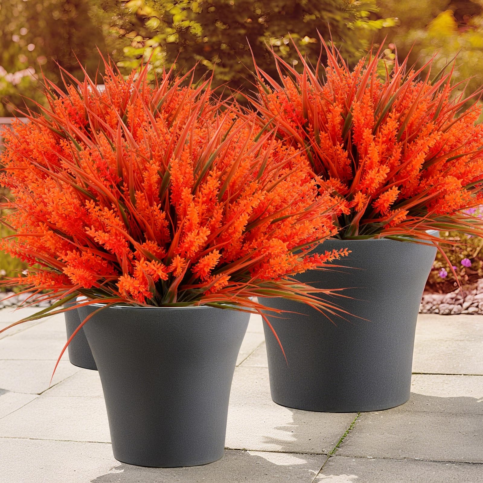 48 Bundles UV Resistant Artificial Lavender Flowers & Monkey Grass for Home Deco