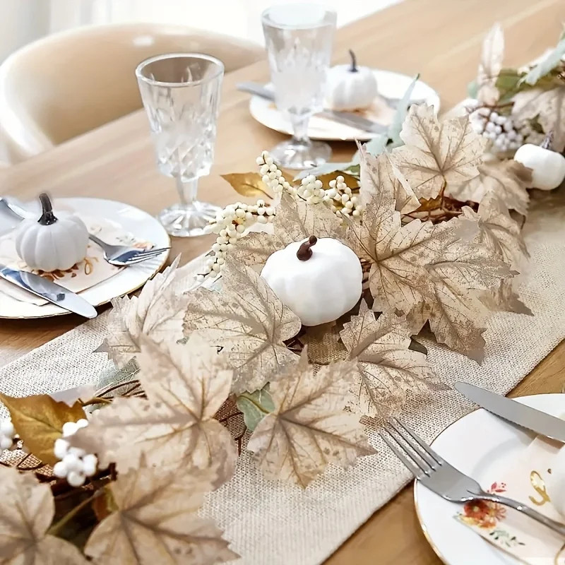 Autumn Harvest Maple Leaf and Pumpkin Berry Wreath Fall Garland for Thanksgiving