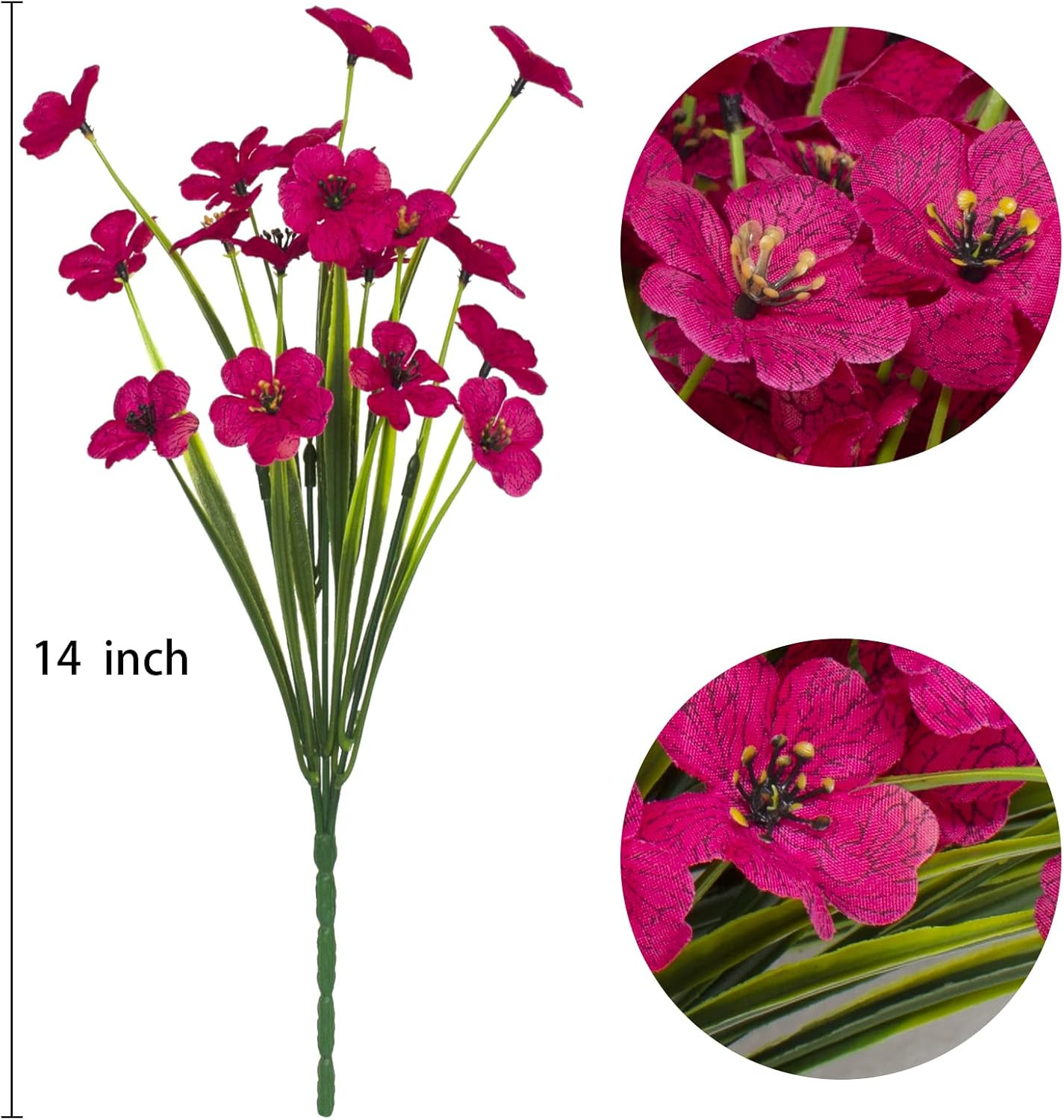 15 Bundles Artificial Flowers UV Resistant Outdoor Plants No Fade Faux Plastic S