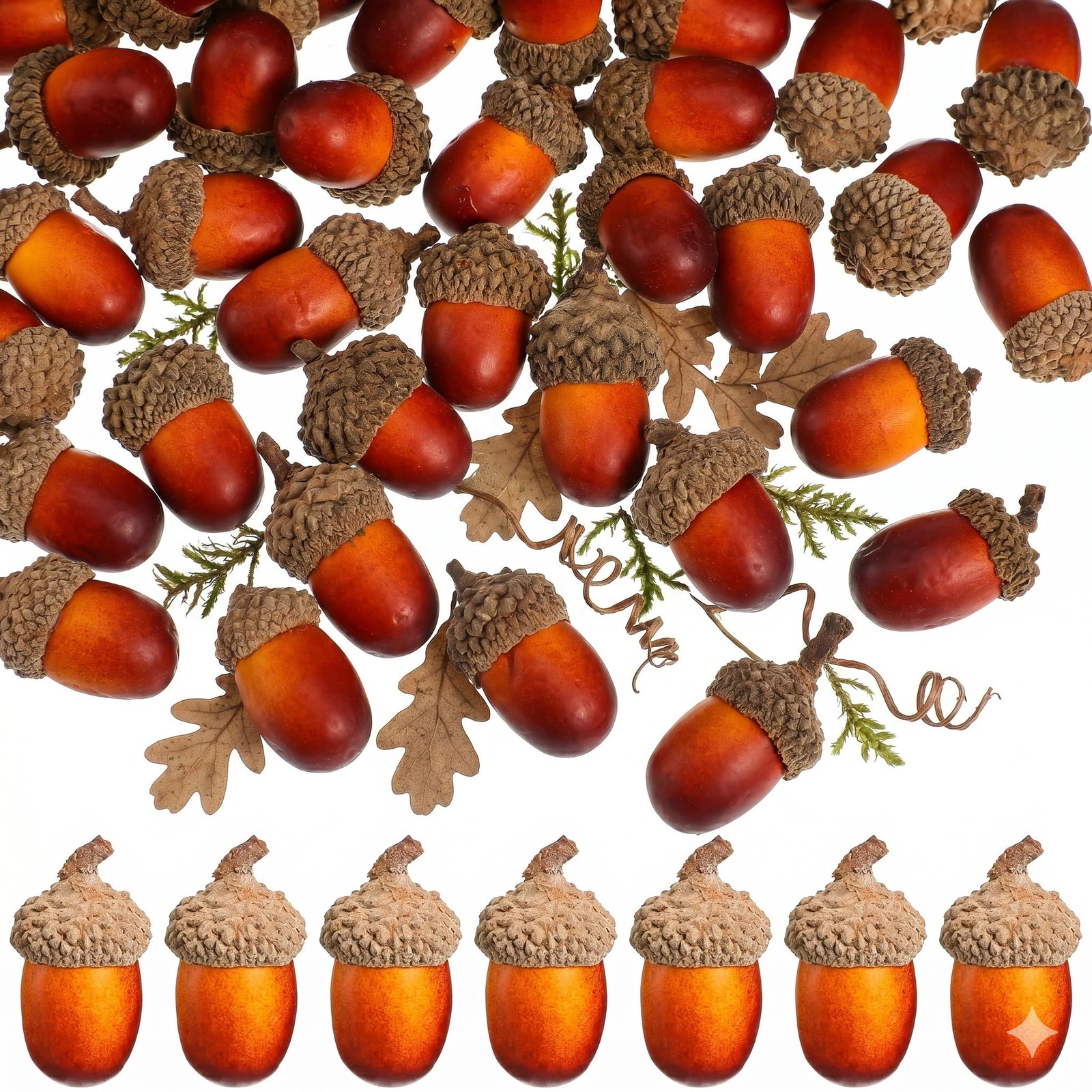 100pcs Artificial Acorns, 1.5 Inch Fake Nuts for Woodland Baby Shower & Weddi…