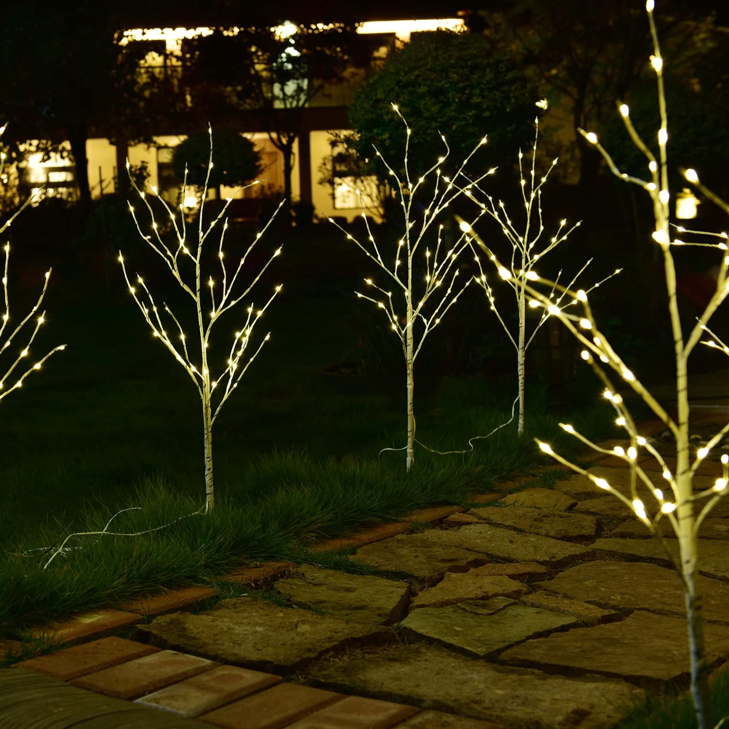 Lighted 32IN Artificial Twig Birch Tree Branch with 120 Fairy LED Lights Batt…
