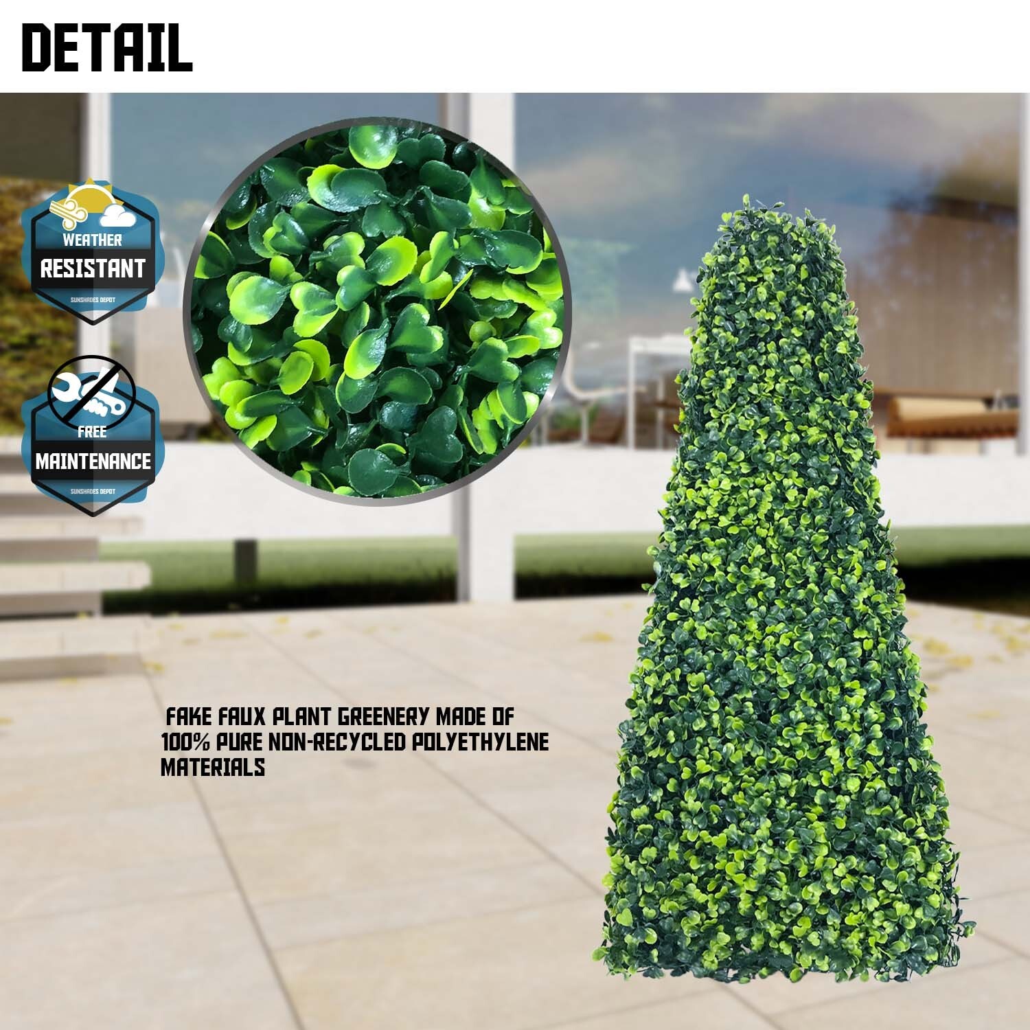 SunShades Depot 20″x20″Boxwood Tower Artificial Greenery Wall Decor Panel
