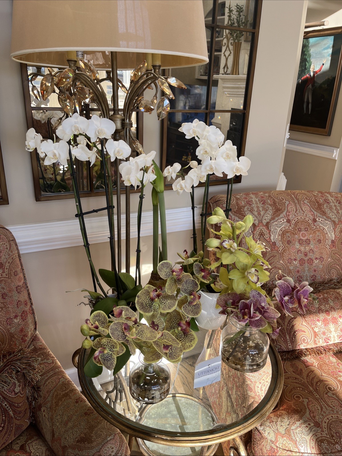 Uttermost – Gorgeous Faux Orchids ***PAIR 18” Tall 12” Tall TWO for Price ONE!